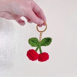 Crochet Double Cherry Keychain